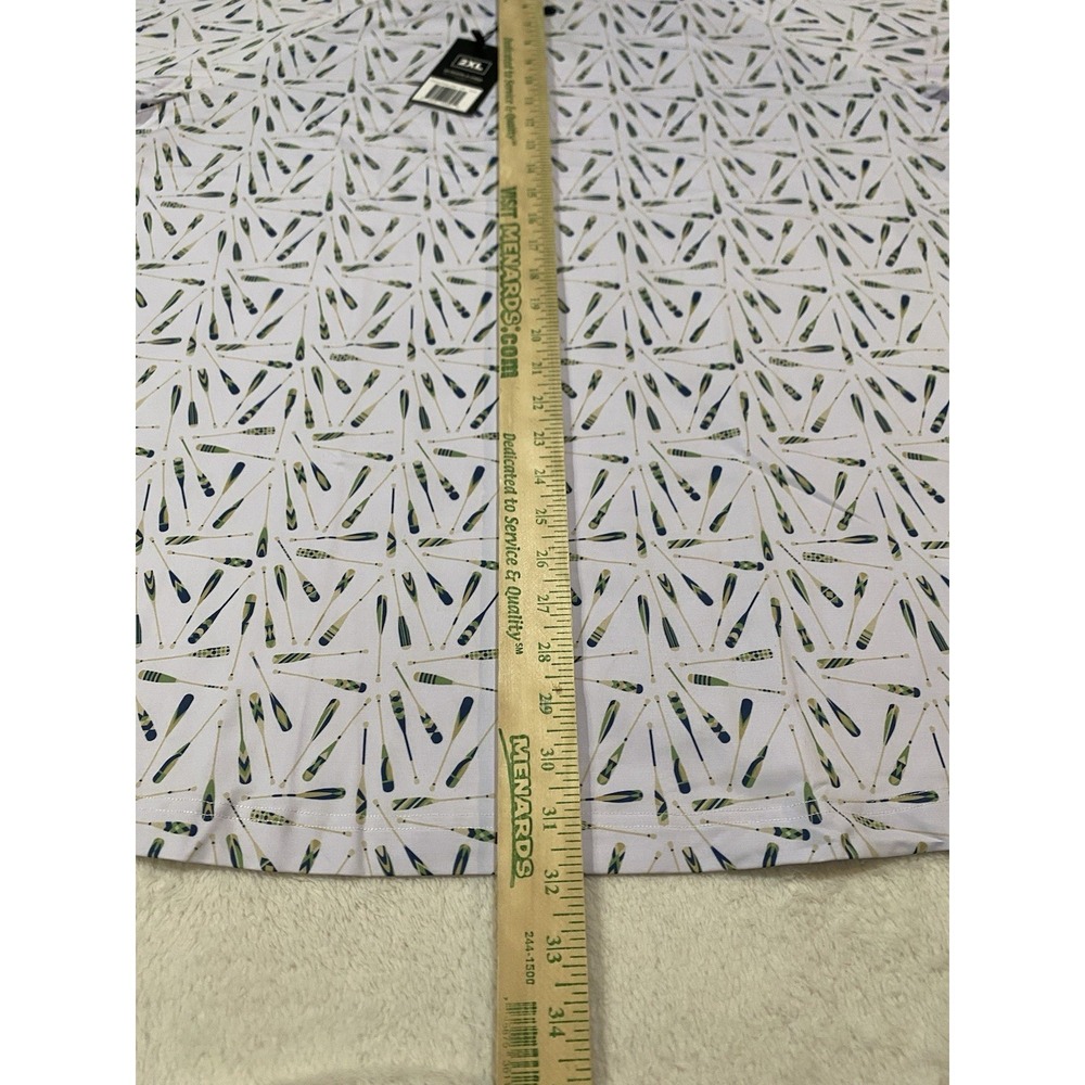 Waggle Golf Shirt Mens 2XL White "Uphill Paddle Blade" Print Henley NWT 69$ MSRP - Picture 5 of 7